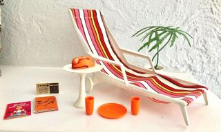 Vintage Barbie Go Together Patio Furniture Chaise Lounge Table Radio Phone Tray