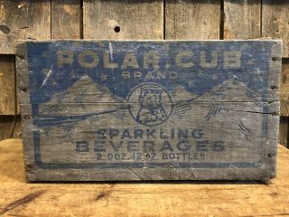 Rare Vintage Polar Cub Sparkling Beverages Snow Crest Salem Ma Wooden Crate