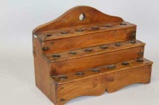 A RARE 18TH C THREE TIER PIPE BOX - DRYER IN OLD PATINA AND 2