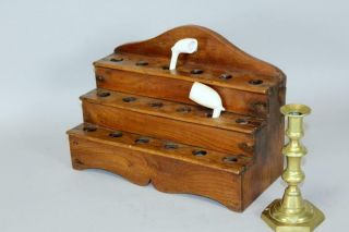 A RARE 18TH C THREE TIER PIPE BOX - DRYER IN OLD PATINA AND 3