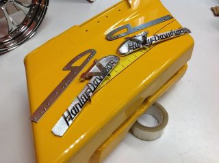 Oem Harley Vintage V - Logo Gas Fuel Tank Emblems Mount Plate Touring Softail Dyna