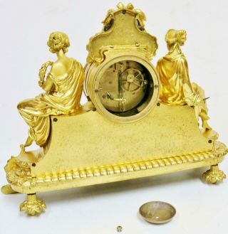 Fine Antique French Sevres Porcelain Figurine Mantel Clock 8 Day Bronze Ormolu 11