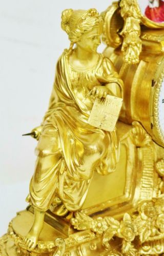 Fine Antique French Sevres Porcelain Figurine Mantel Clock 8 Day Bronze Ormolu 4