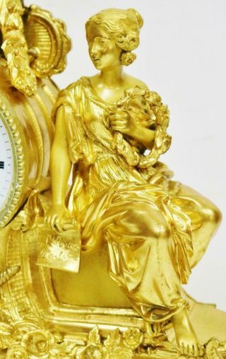 Fine Antique French Sevres Porcelain Figurine Mantel Clock 8 Day Bronze Ormolu 6