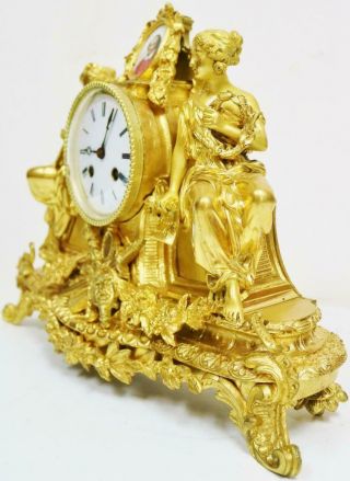 Fine Antique French Sevres Porcelain Figurine Mantel Clock 8 Day Bronze Ormolu 7