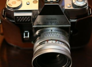 Vintage Kodak Retina Reflex III 35MM Camera & Leather Hard Case 6