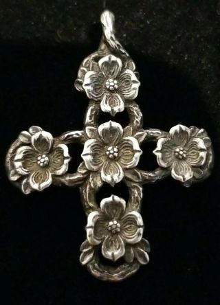 Vintage Retired James Avery Sterling Silver Cross Pendant W 18 " Chain