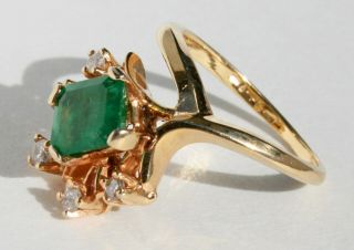 1.  75Cts Vintage 1960 ' s Colombian Emerald Natural Unheated 14k Gold Ring Size 3.  5 3