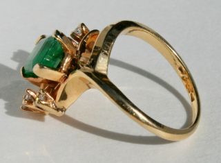 1.  75Cts Vintage 1960 ' s Colombian Emerald Natural Unheated 14k Gold Ring Size 3.  5 4