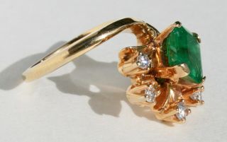 1.  75Cts Vintage 1960 ' s Colombian Emerald Natural Unheated 14k Gold Ring Size 3.  5 6