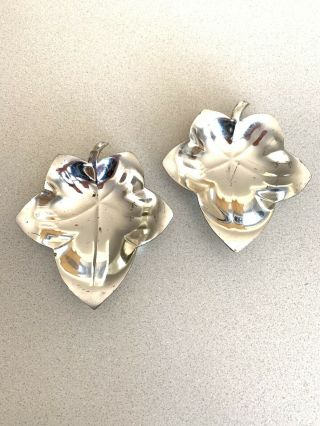 Tiffany & Co.  Sterling Silver Set Of 2 Maple Figural Leaf Nut/candy Dishes Vtg