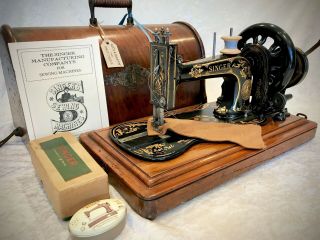 Antique Vintage Hand Crank Singer Family Fiddlebase Sewing Machine 1887 Wow