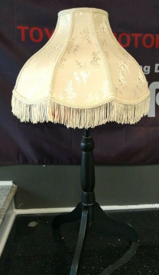Pair Vtg Victorian Style Lamp Shades Floral Brocade Fringe Scalloped