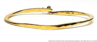 14K Yellow Gold Avery Vintage Arts Crafts Hand Hammered Bangle Bracelet 10.  2g 2