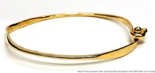 14K Yellow Gold Avery Vintage Arts Crafts Hand Hammered Bangle Bracelet 10.  2g 4
