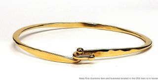 14K Yellow Gold Avery Vintage Arts Crafts Hand Hammered Bangle Bracelet 10.  2g 5