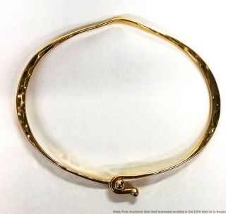 14K Yellow Gold Avery Vintage Arts Crafts Hand Hammered Bangle Bracelet 10.  2g 6