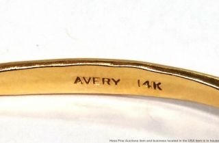14K Yellow Gold Avery Vintage Arts Crafts Hand Hammered Bangle Bracelet 10.  2g 8