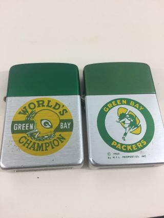 2 Vintage Storm King Pocket Lighters - Nfl Football Green Bay Packers
