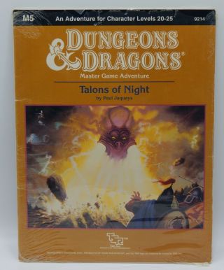 Vintage Tsr Dungeons & Dragons Talons Of Night Adventure Module M5 Rare