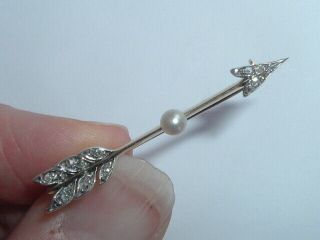 Antique Victorian 9ct Gold Diamond Arrow Brooch Pin