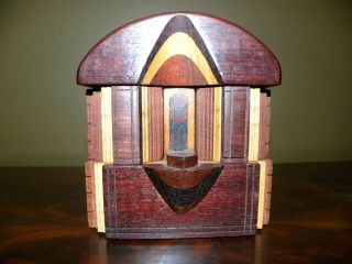 Vtg Po Shun Leong 1991 Hand Crafted Exotic Art Wood Jewelry Box Sculpture Signed