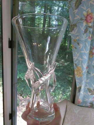 Vintage Steuben Crystal Art Glass Rose Vase 8090 George Thompson 1959 Modern
