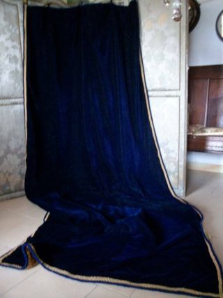 19th Century French Chateau Heavy Royal Blue Velvet Drape
