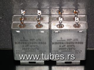 Two Vintage Siemens Pio Capacitors 4.  0 Uf / 250v Klangfilm Tube Audio