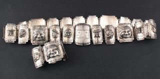 1950s Peruvian Sterling Silver,  Storyteller Faces,  Bracelet & Belt,  Nr