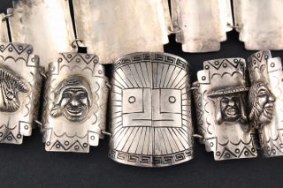 1950s Peruvian Sterling Silver,  Storyteller Faces,  Bracelet & Belt,  NR 5