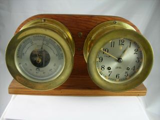 Vintage Chelsea Ship ' s Bells,  clock and Barometer.  Everything 4