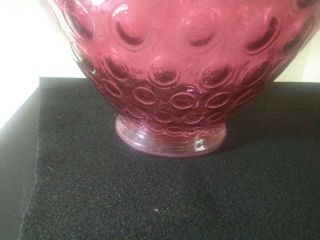 Vintage Fenton Glass Cranberry Coin Dot Large Vase Ruffled top 12 
