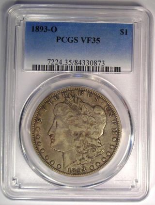 1893 - O Morgan Silver Dollar $1 - PCGS VF35 PQ - Rare Key Date - Certified Coin 2