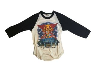 Rare Vintage Concert Tour T - Shirt Aerosmith 1982 Rock In A Hard Place Baseball M