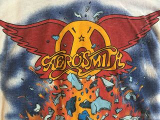 Rare Vintage Concert Tour T - Shirt Aerosmith 1982 Rock In a Hard Place Baseball M 5