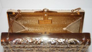 Vntg JUDITH LEIBER Gold Metal Pavee Swarovski Crystal Shoulder Clutch Bag 11