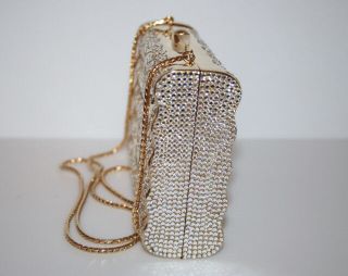 Vntg JUDITH LEIBER Gold Metal Pavee Swarovski Crystal Shoulder Clutch Bag 4