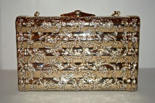 Vntg JUDITH LEIBER Gold Metal Pavee Swarovski Crystal Shoulder Clutch Bag 5