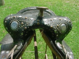 Vintage H S Lebman parade saddle 15 “with matching bridle and breast collar 7