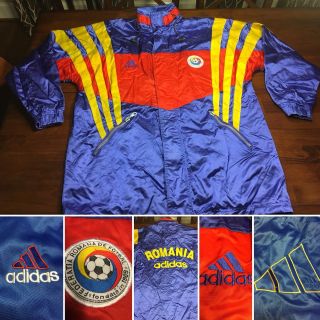 Vtg 4xl Adidas Romana De Fotbal Romania Football Soccer Reversible Jacket Xxxxl