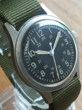 Vintage 1973 Hamilton Mil - W - 46374a Military Issue Watch - During Vietnam War