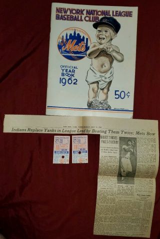 1962 YORK METS Yearbook,  Tickets,  and Bobblehead Vintage Rare 2