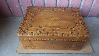 Antique Tunbridge Ware Lap Desk Writing Slope Marquetry Box 19th Century English