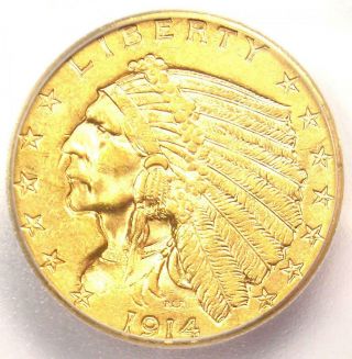 1914 Indian Gold Quarter Eagle $2.  50 Coin - Certified Icg Au58 - Rare Coin