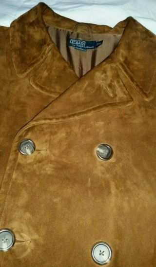 Polo Ralph Lauren Men’s Vintage Suede/leather Pea Coat/jacket,  Size Xl,  Brown