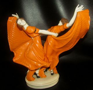 Antique Art Nouveau Ladies dancing Schwarzburg porcelain figurine 3