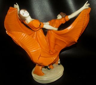 Antique Art Nouveau Ladies dancing Schwarzburg porcelain figurine 4