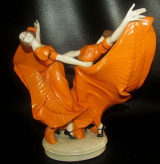 Antique Art Nouveau Ladies dancing Schwarzburg porcelain figurine 5