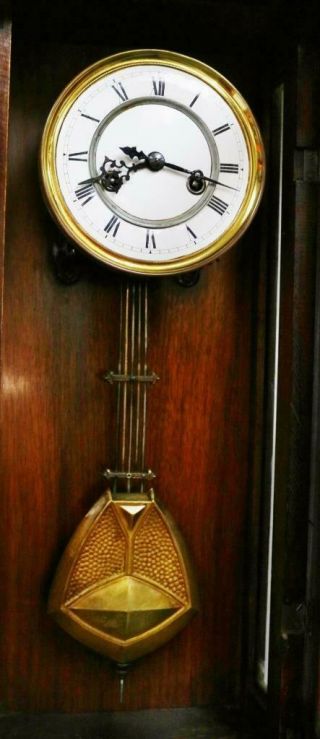 Antique German Gustav Becker 8 Day Striking Carved Mahogany Vienna Wall Clock 10